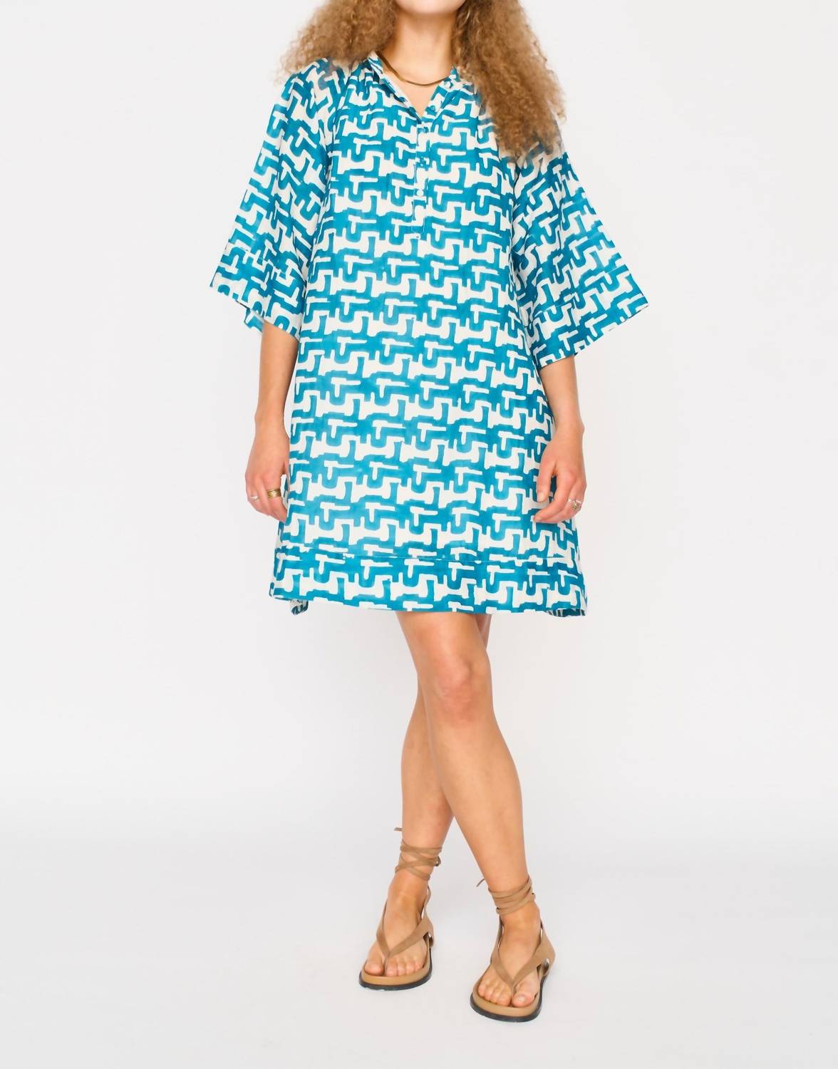 Mirth Faro Dress in azure popova - women's dress - detail view