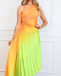 Luxxel - St Tropez Ombre Pleated One Shoulder Maxi Dress