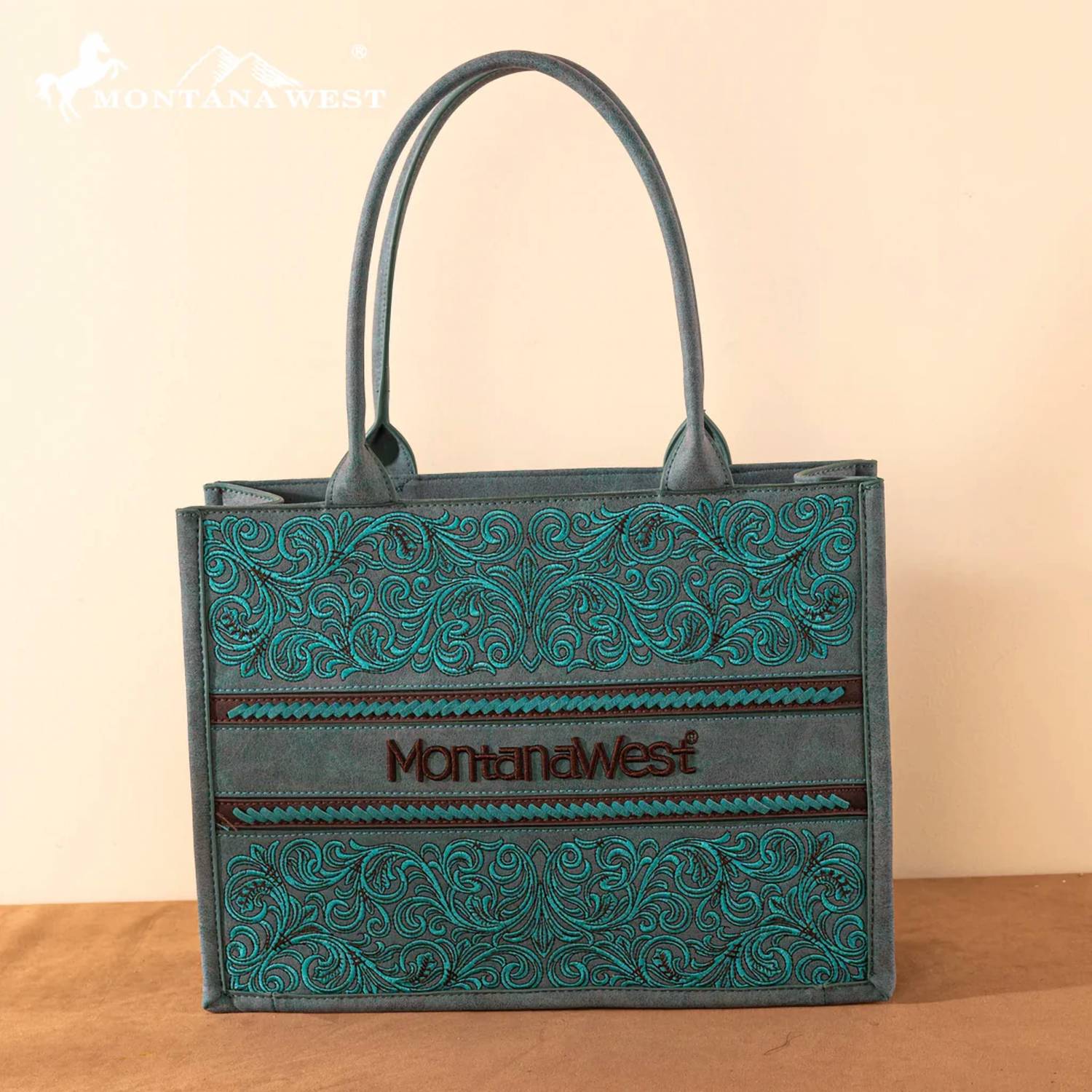 Montana West Embroidered collection concealed carry purse in turquoise - women's bag