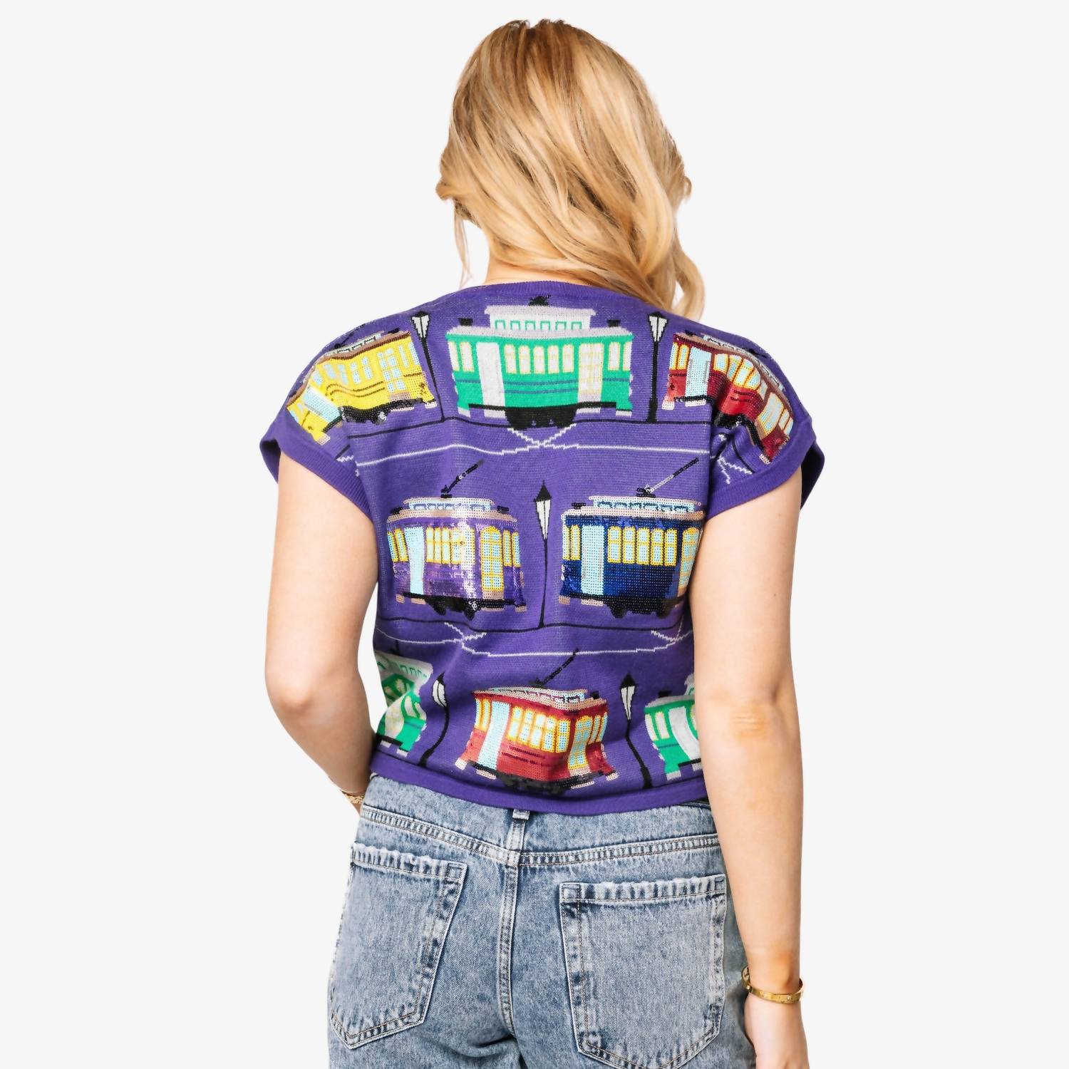 Queen Of Sparkles - Street Cars Short Sleeve Knit Top