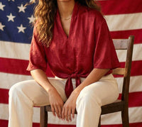 Karen Kane - Flare Sleeve Tie-Front Top