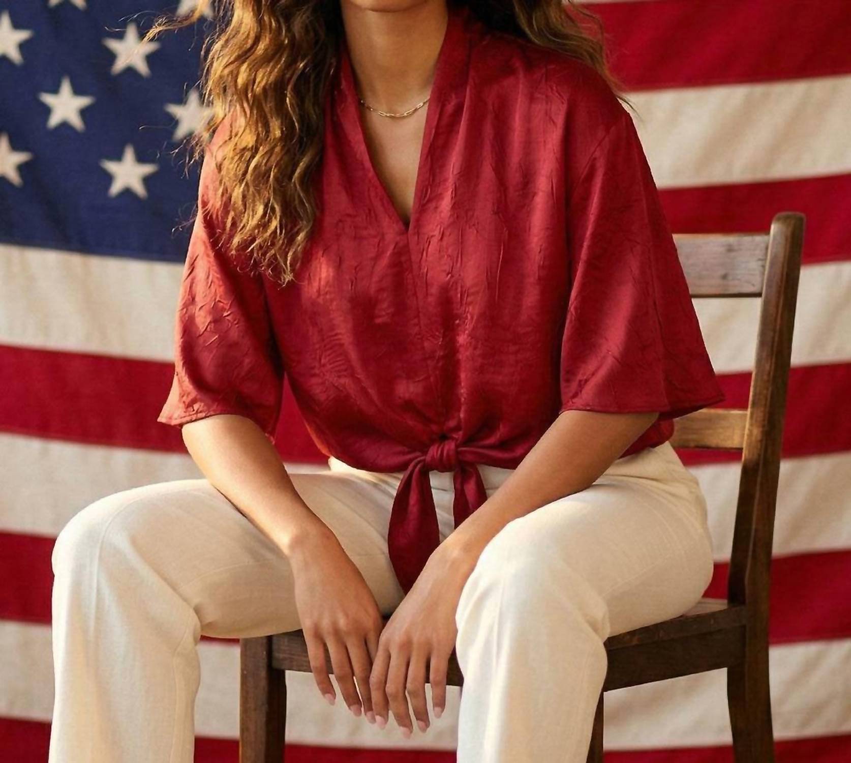 Karen Kane - Flare Sleeve Tie-Front Top