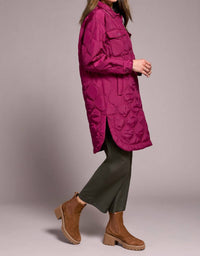 Tribal - Women's Long Quilted Button Up Jacket With Pockets