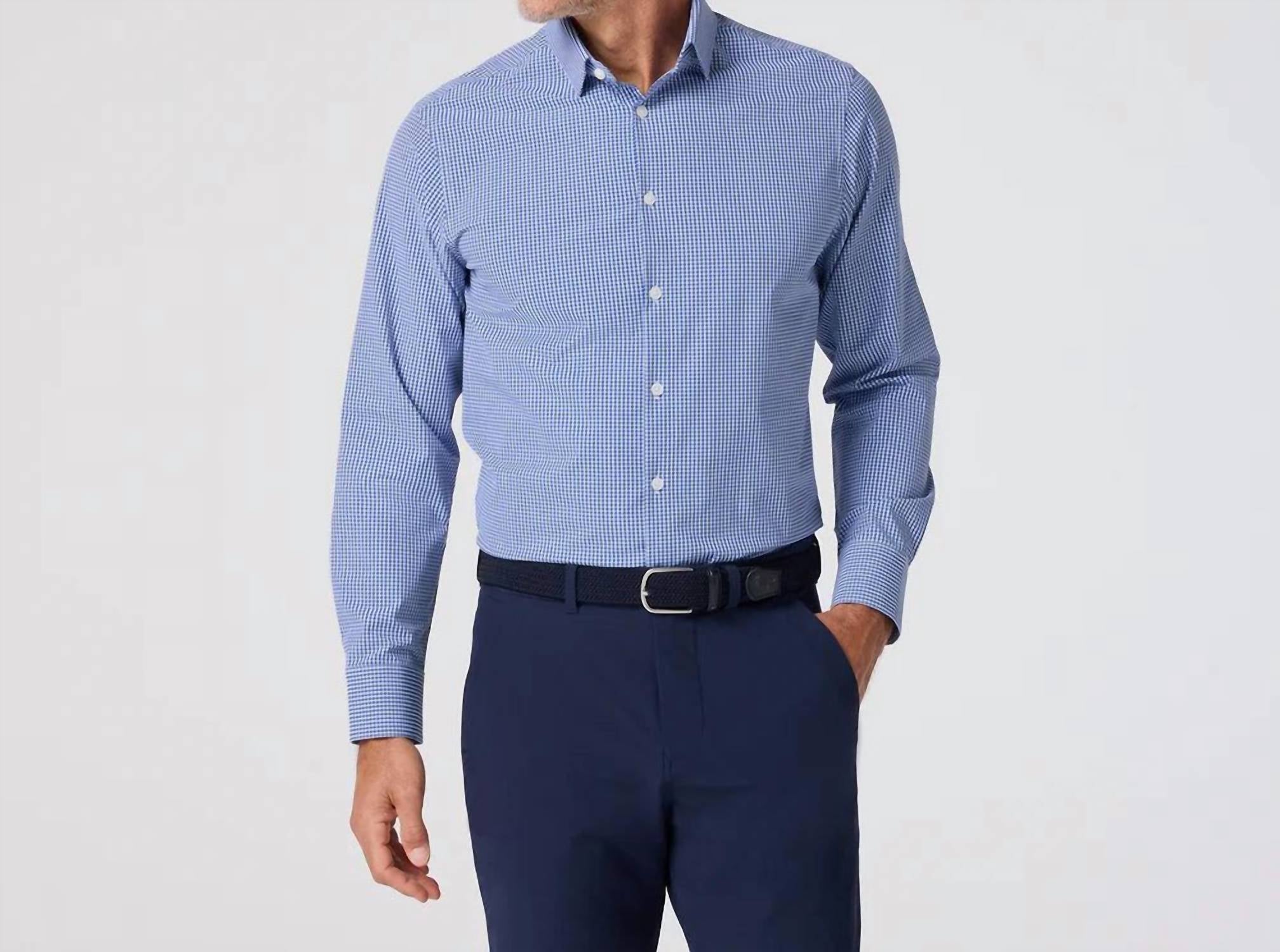 Mizzen + Main Leeward Trim Fit Long Sleeve Dress Shirt in cobalt ian gingham - men's shirt