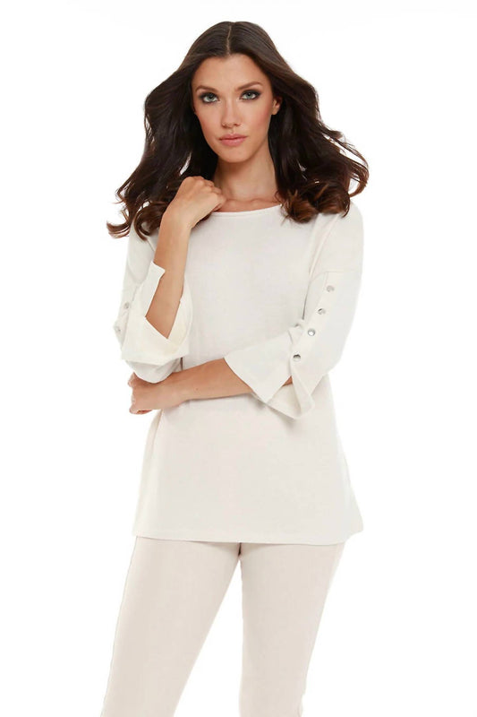 Adriana Kashmira 3/4 Button Sleeve Sweater