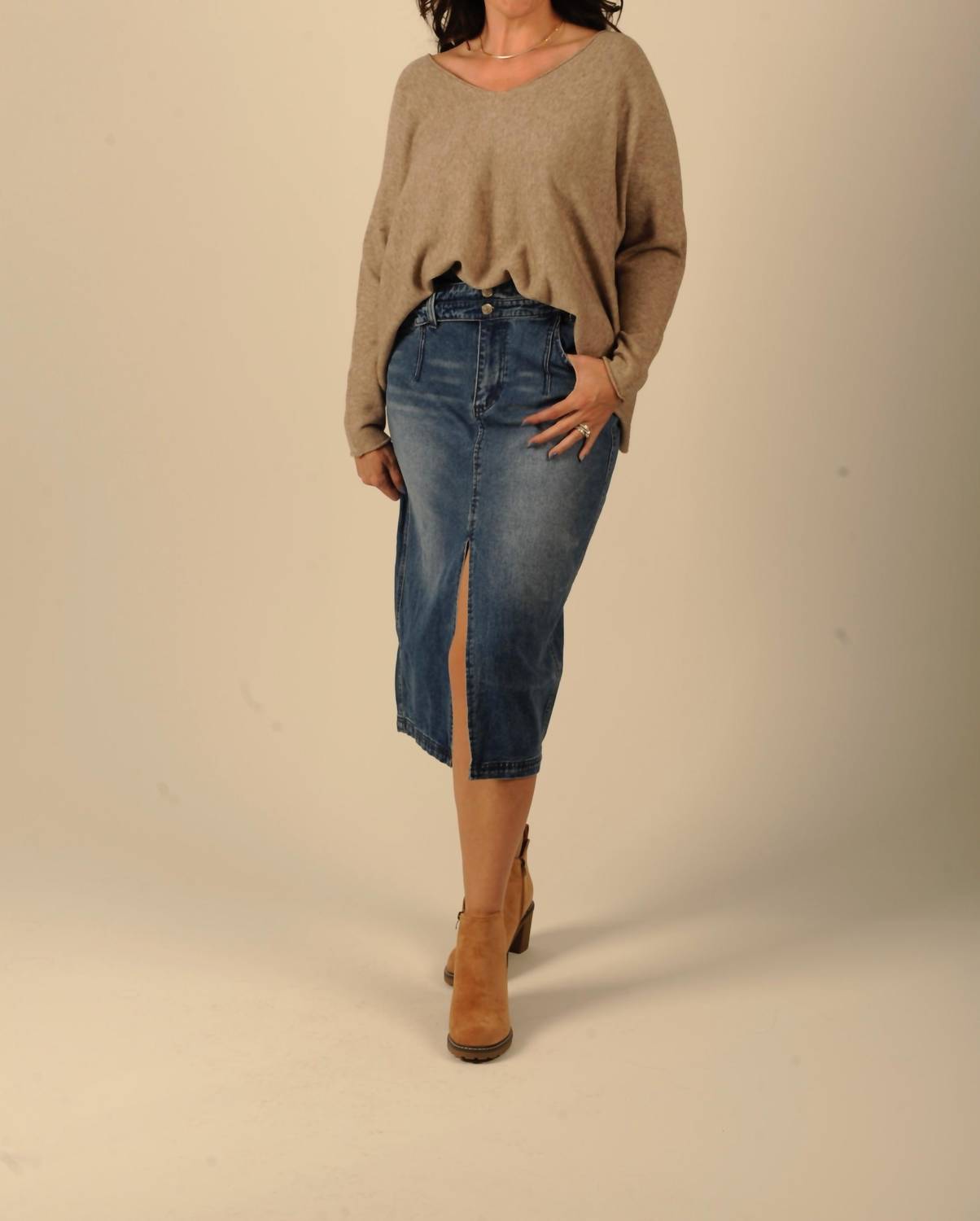 ee:some Denim Delight Midi Skirt in blue - women's skirt