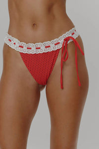 Frankies Bikinis Lacey Micro Bikini Bottom in spice dot - women's swimwear