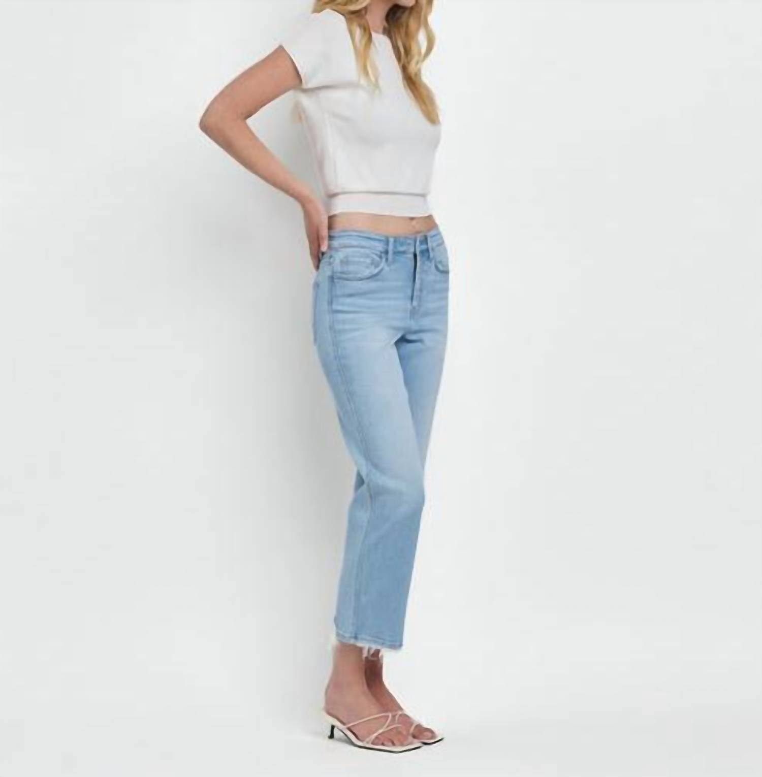Lovervet - High Rise Straight Leg Distressed Jeans