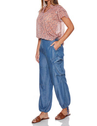 Velvet Heart Baylor Soft Denim Midrise Cargo Pant in calvary blue - women's pants - view 4