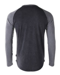 Zimego - Athletic Fit Baseball Retro Contrast Long Sleeve Raglan Tee