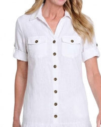 Multiples - Twill & Denim Dress With Flounce Hem