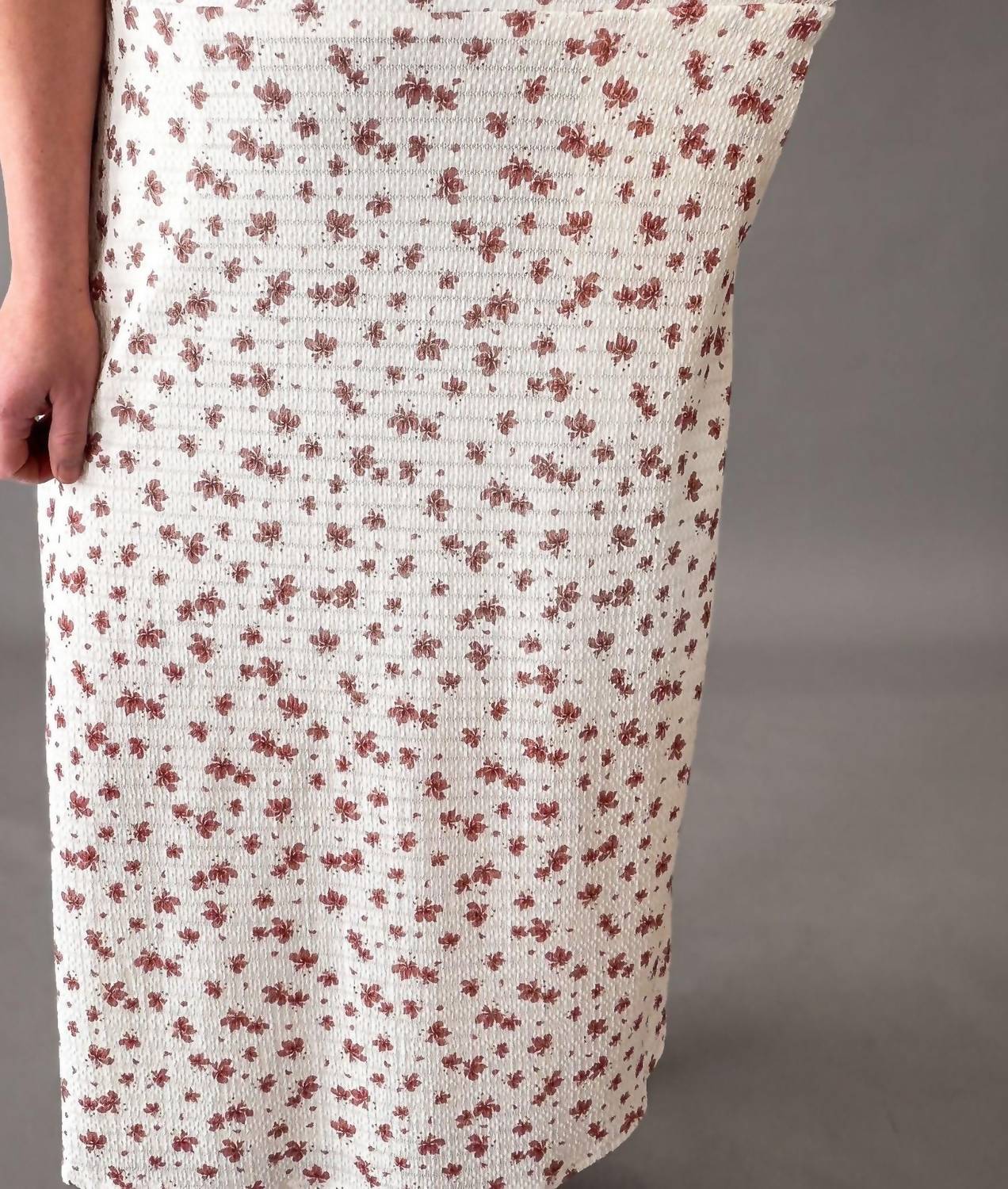 Mikarose - Textured Midi Floral Skirt