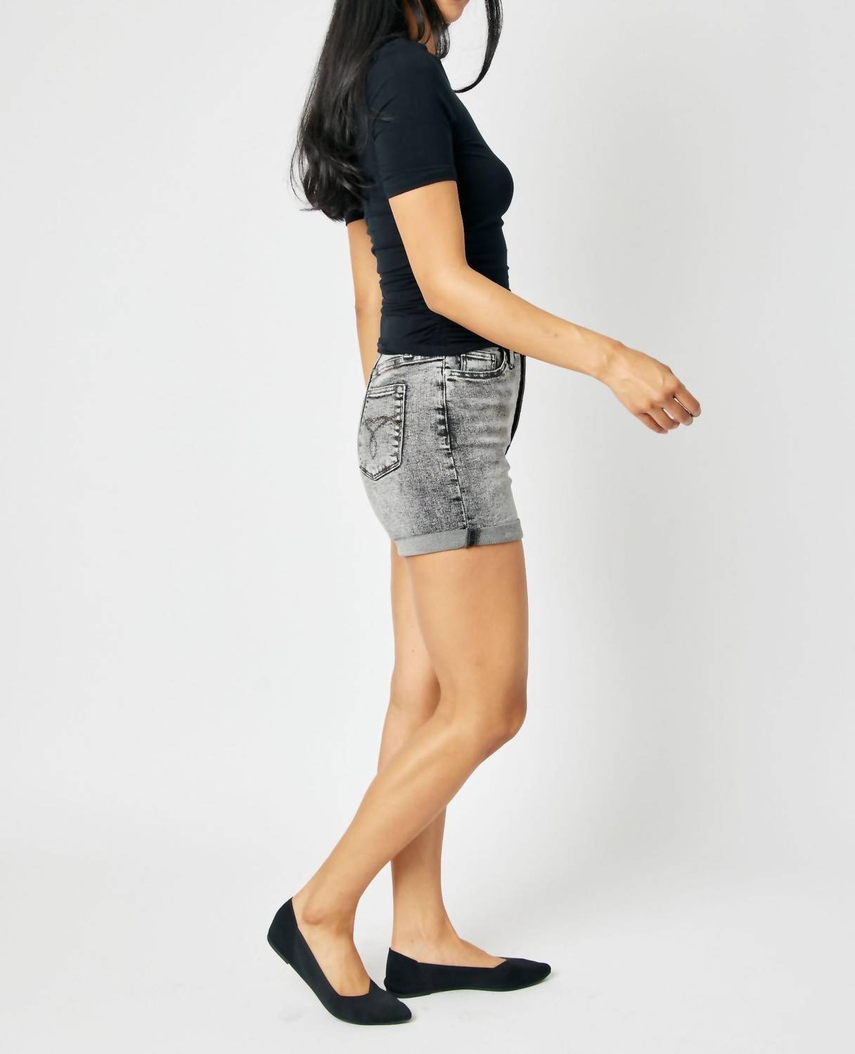 Judy Blue - High Waist Button Fly Cuffed Shorts