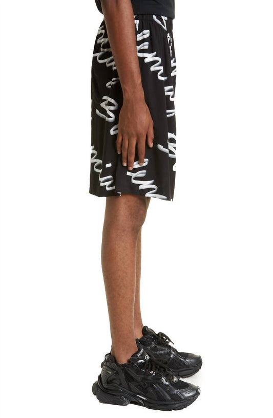 Balenciaga - PRE-LOVED Men's Scribble Print Logo Shorts