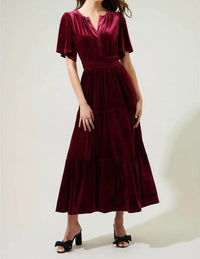 SUGARLIPS Velvet Tiered Maxi Debbie Dress - women's dress