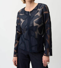 Joseph Ribkoff - Leatherette Mesh Jacket