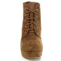 Forever - Women's Camille-86 Chunky Heel Lace Up Ankle Booties
