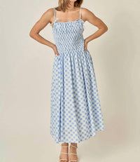 English Factory - Checked Smocked Midi Dress