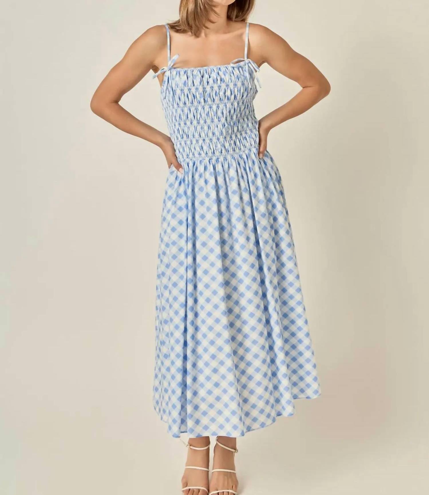 English Factory - Checked Smocked Midi Dress