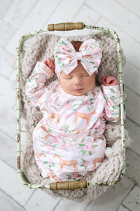 Adorable Sweetness - Infant Girls Cowgirl Baby Gown Set With Bow