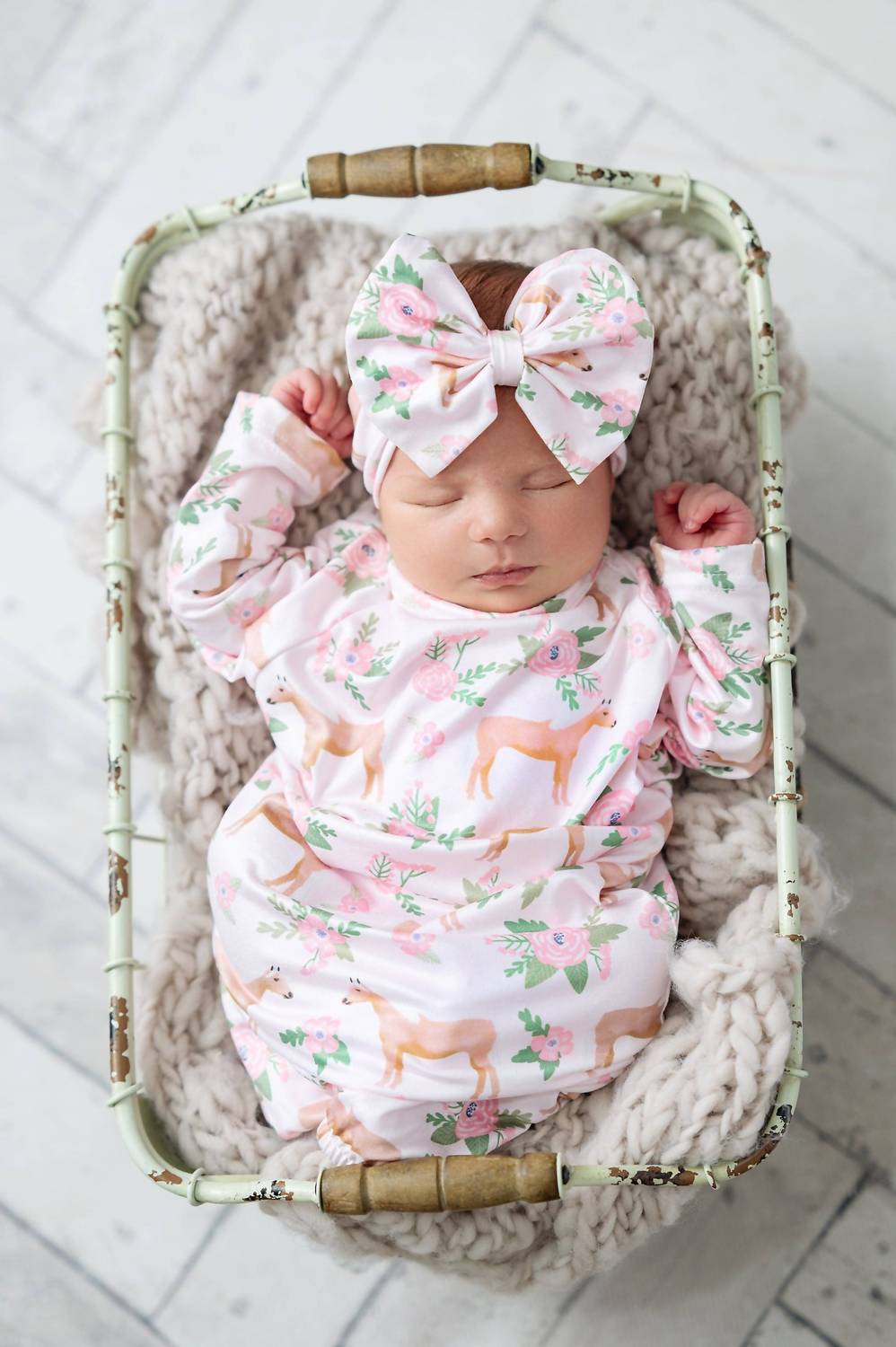 Adorable Sweetness - Infant Girls Cowgirl Baby Gown Set With Bow