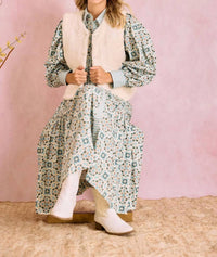 BROOKS AVENUE Laura Long Sleeve Dress in quatrefoil blue ivory - women's dress - view 7