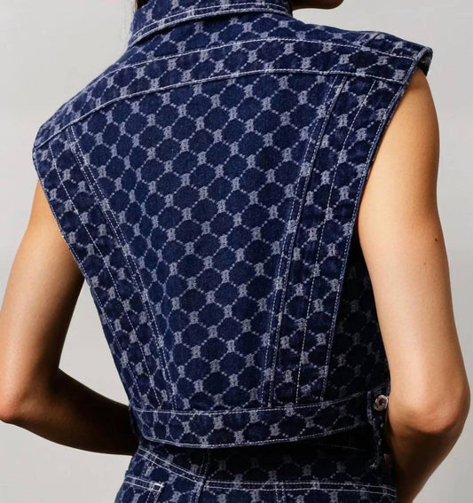 Amylynn - Denim Diamond Pattern Vest