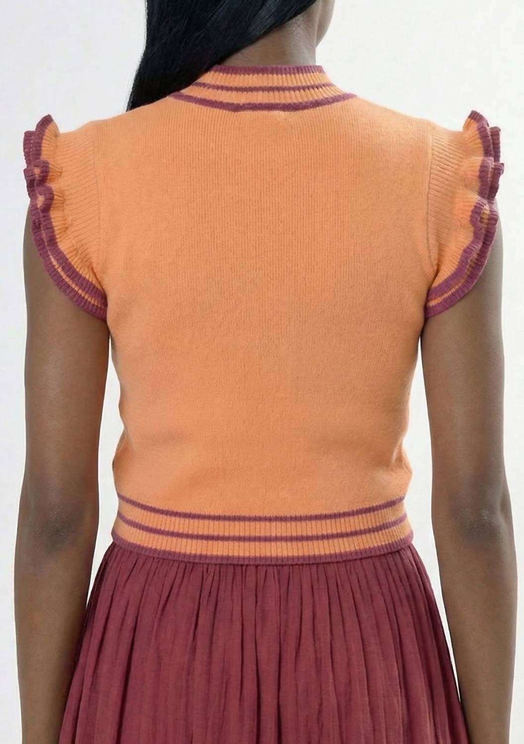 Area Stars Women's Trim Knit Top in peach berry - women's shirt - detail view
