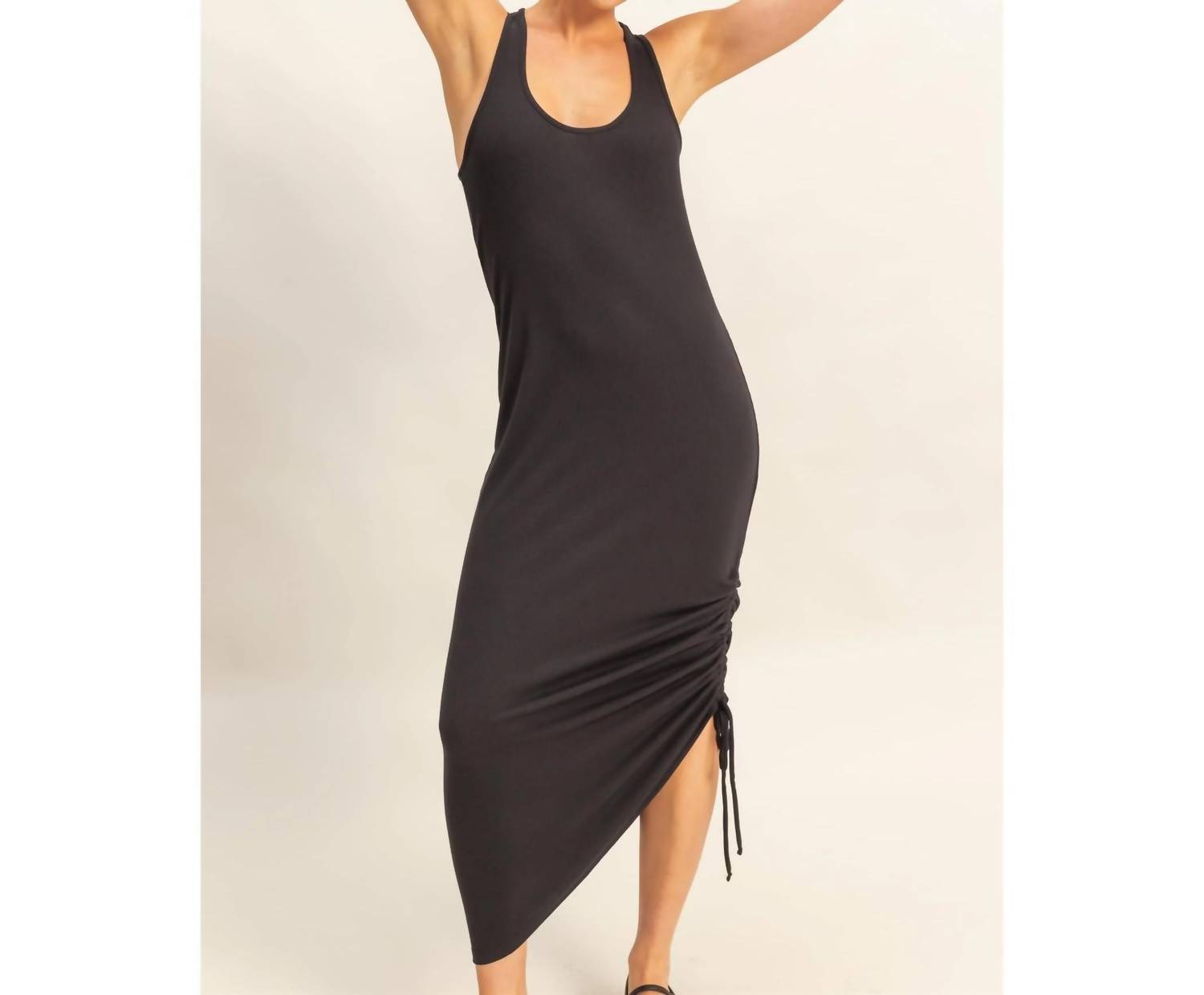 Hyfve - Scoop Neck Side Tie Detail Midi Dress