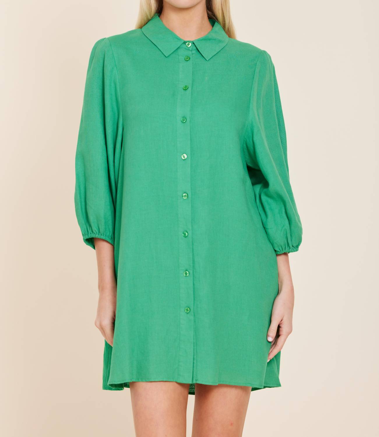 Dolce Cabo - Linen Exaggerated Sleeve Mini Dress