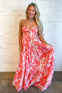 Adeline - Fiery Floral Maxi Dress