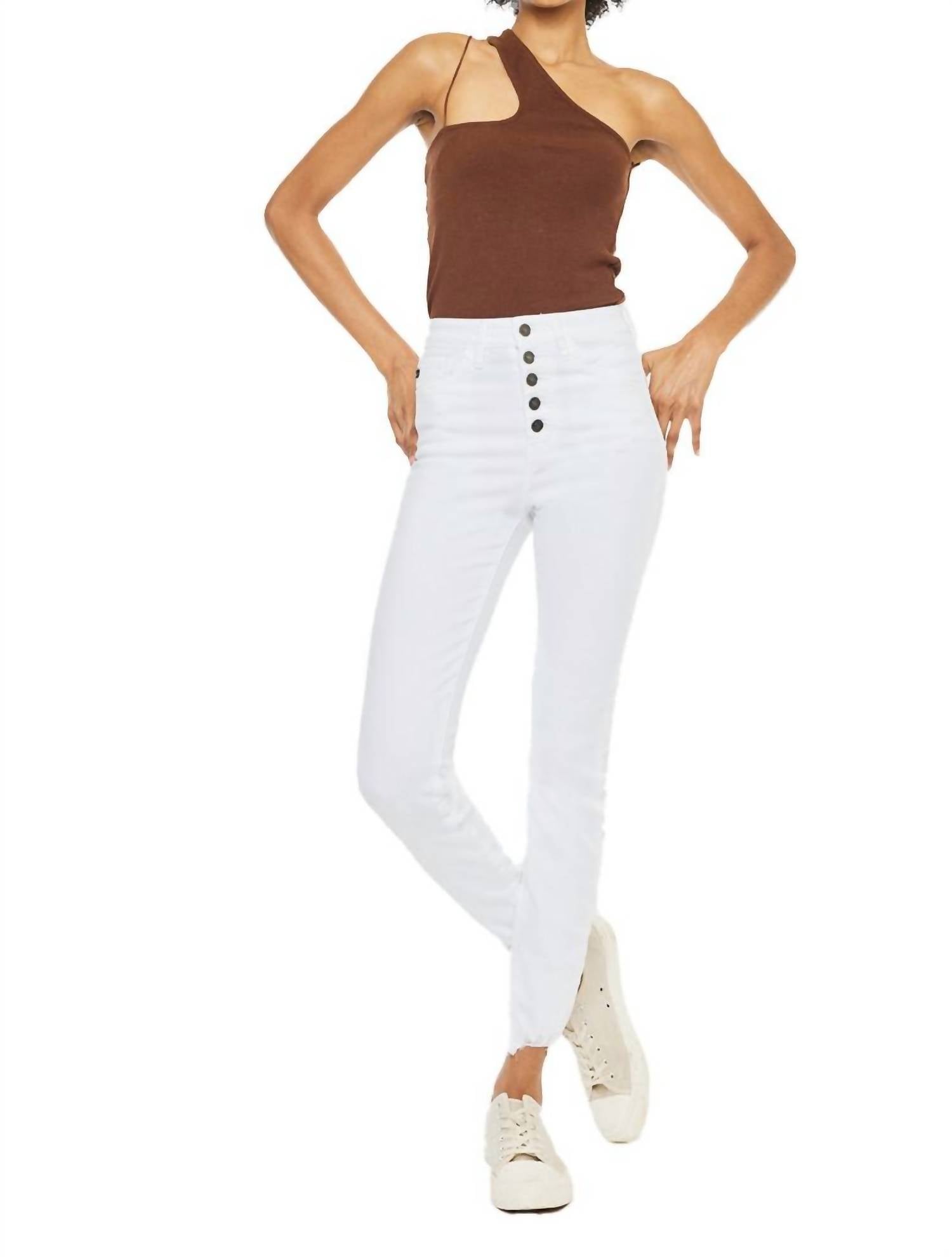 Kancan - High Rise Button Fly Distressed Super Skinny Jeans