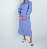 John Abgin - Cotton Striped Criss-Cross Midi Shirt Dress
