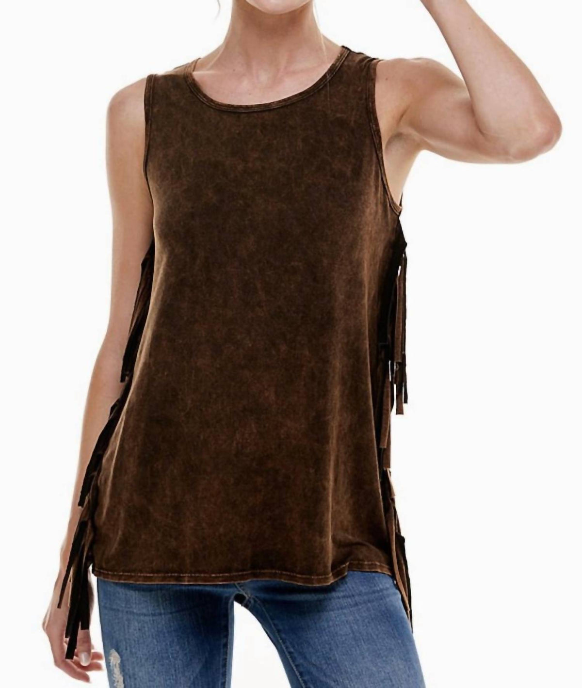 T-Party - Mineral Wash Fringe Side Top