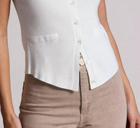 Minnie Rose - Viscose Ribbed Vest With Pockets