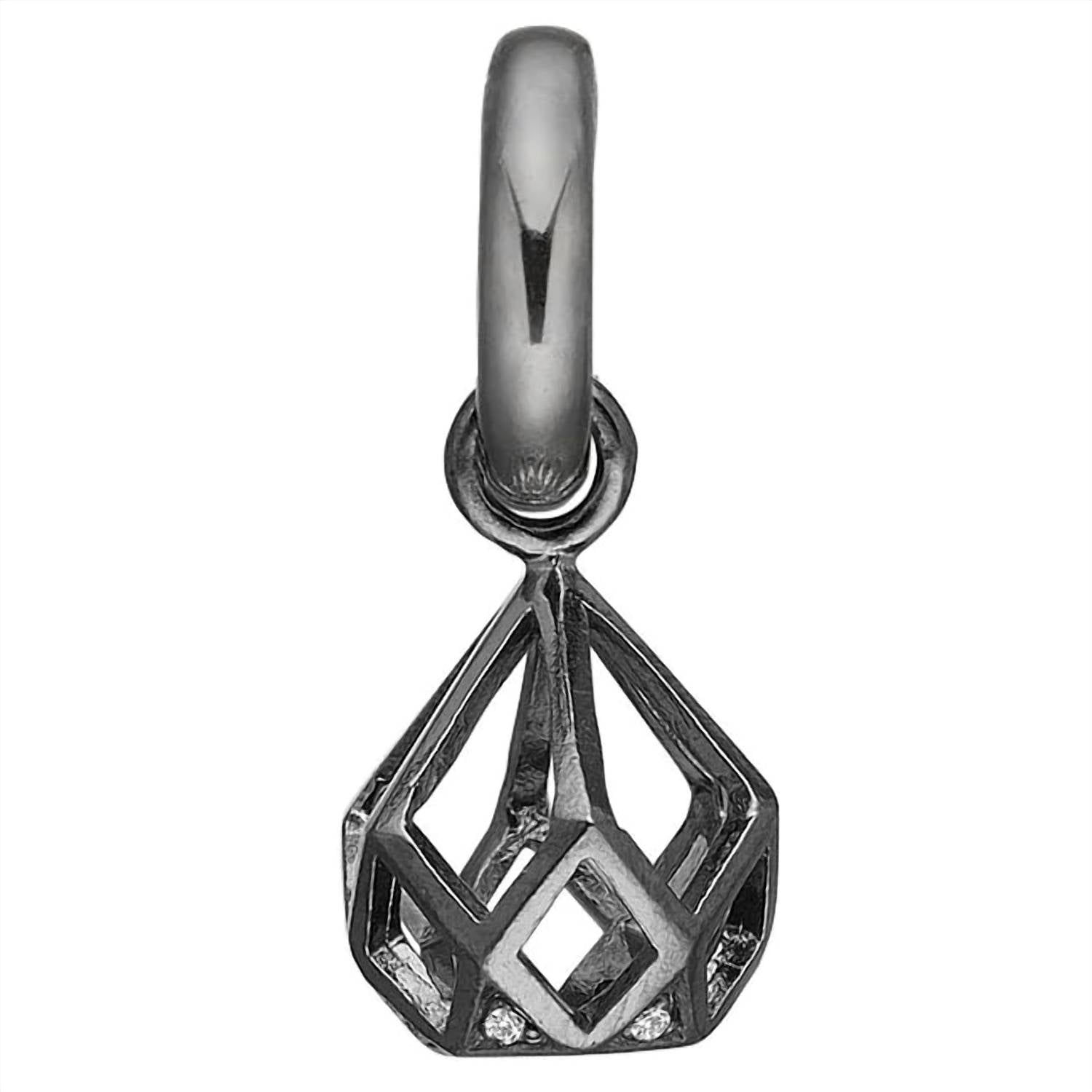 Story Jewellery - Women's Rhodium Plate Crystal Clear Drop Charm