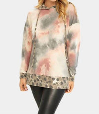 White Birch - Tie Dye & Leopard Hoodie