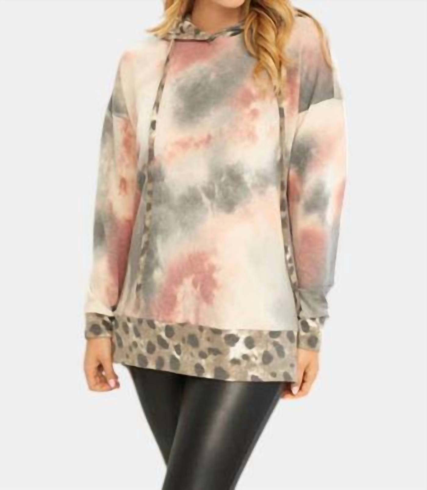 White Birch - Tie Dye & Leopard Hoodie