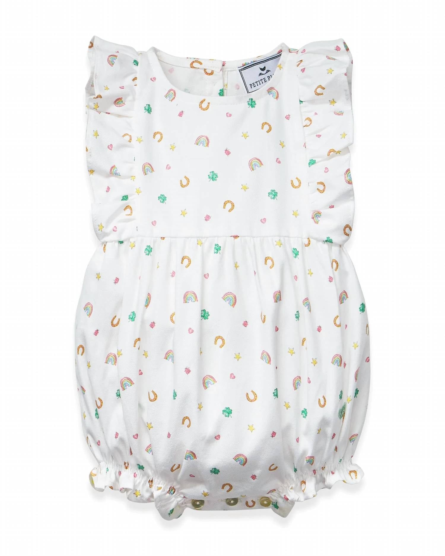 Petite Plume - Girls Good Luck Charms Twill Ruffle Romper