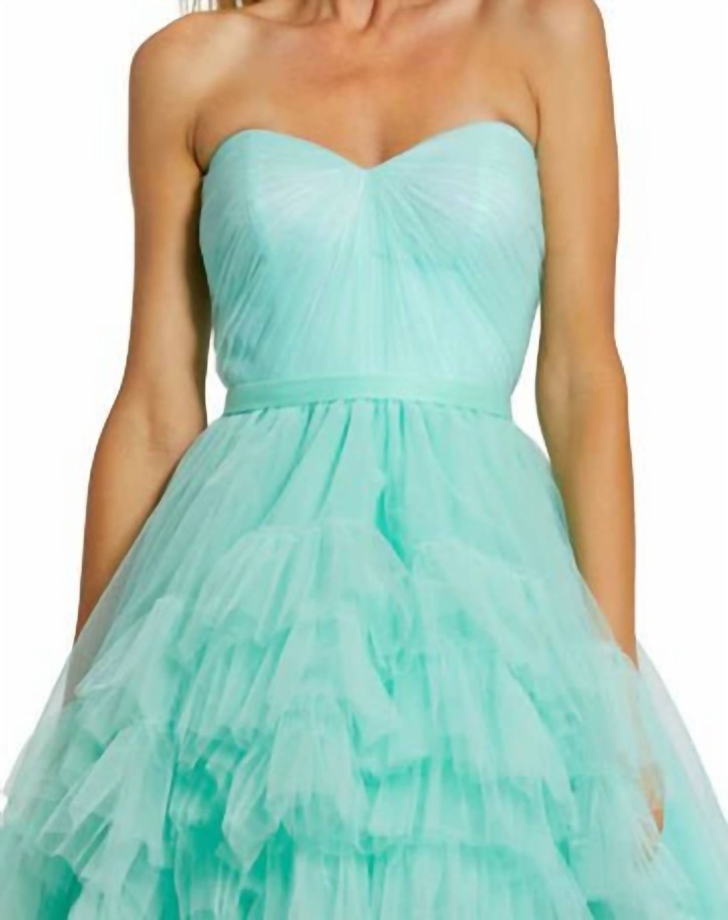 MAC DUGGAL Brenn Strapless Formal Prom Dress in aqua - women's dress - alternate view
