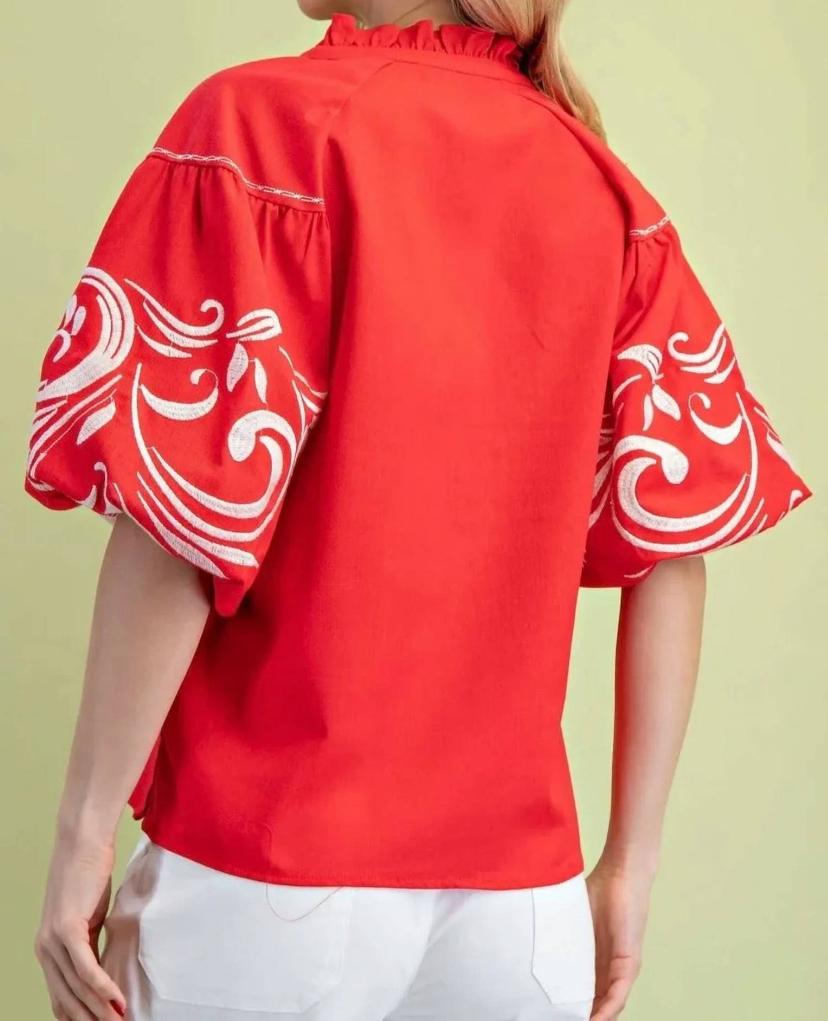Gigio - Embroidered Puff Sleeve Blouse
