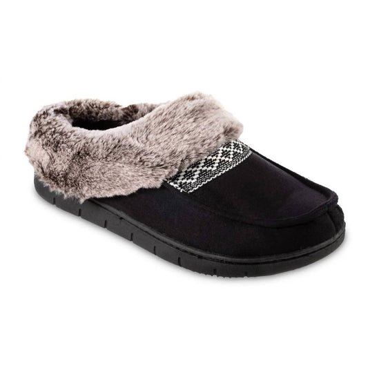 Isotoner - Women's Recycled Microsuede and Faux Fur Hoodback Slipper