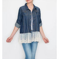 Origami - Denim Jacket with Lace Hem Detail