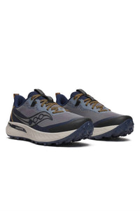 SAUCONY Men's Peregrine 15 Traill Shoes in cinder navy bleu - men's shoe - detail view