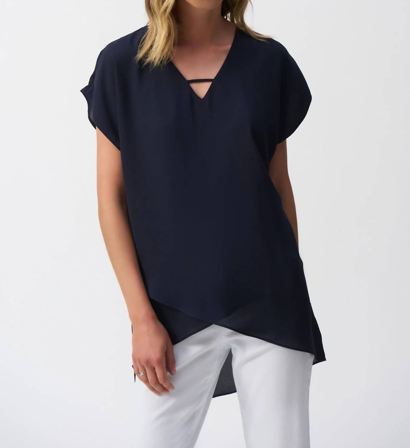 Joseph Ribkoff - V-neck Lightweight Asymmetric Top