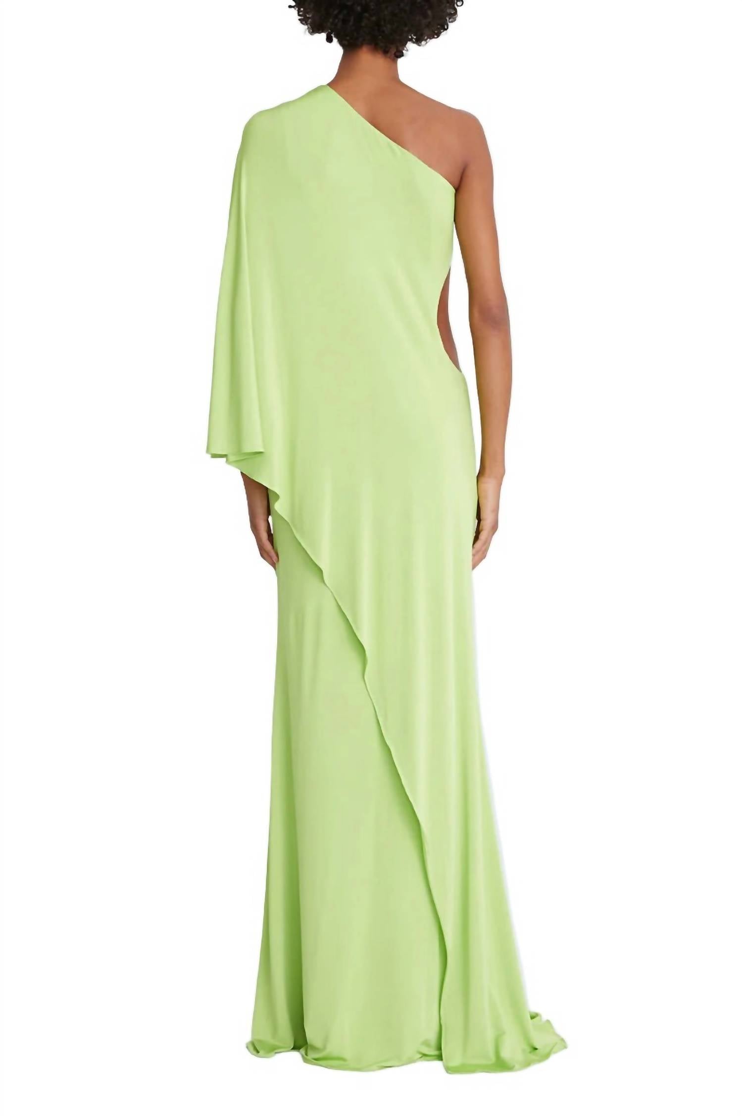 Halston Heritage - One Shoulder Column Cascade Jersey Gown
