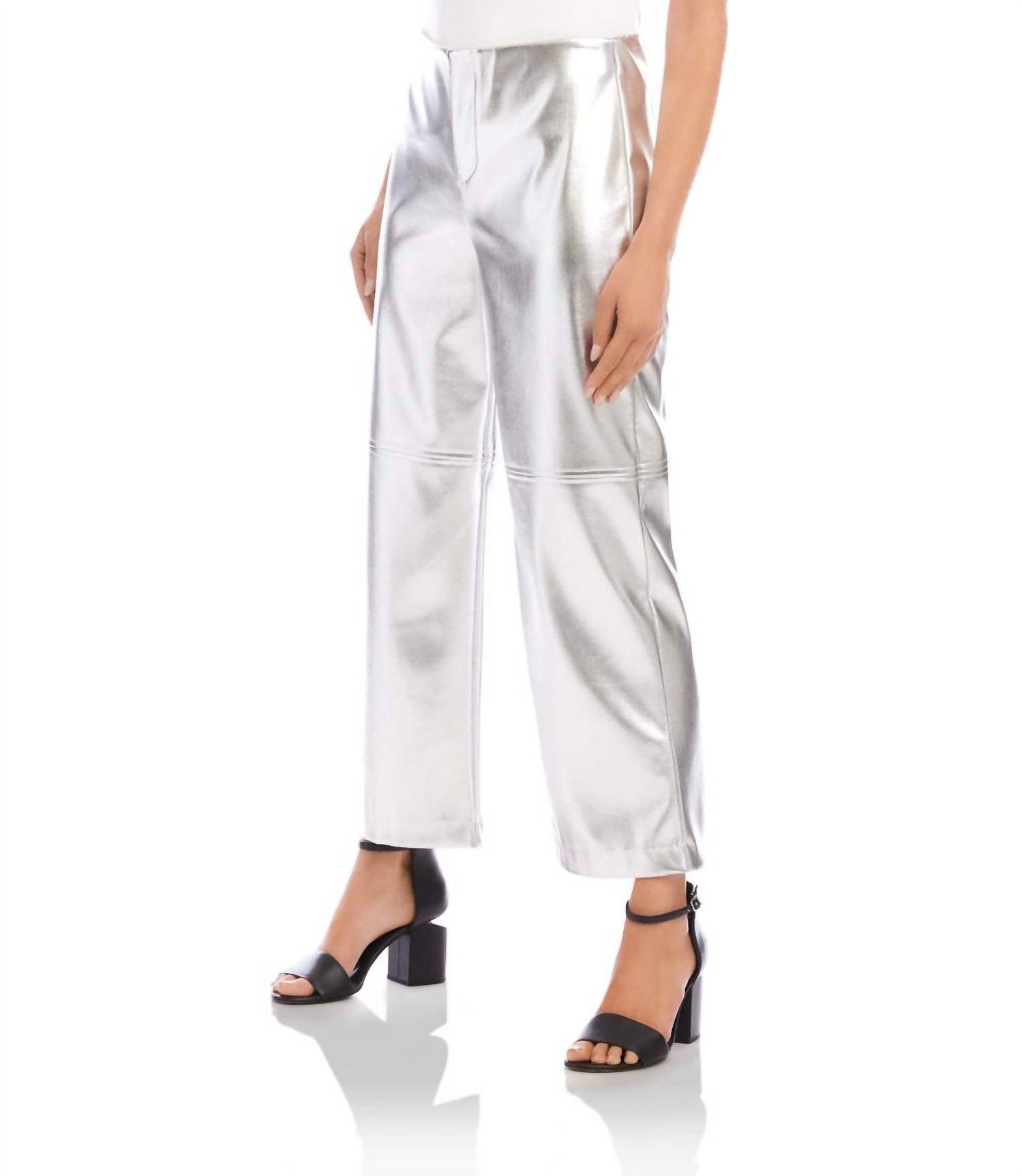 Karen Kane Faux Leather Cropped Pants in silver - women's pants - alternate view
