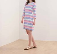 Hatley Lily Flare Mini Dress in peach echo stripes - women's dress - alternate view