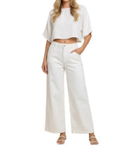 entro Wide Leg Jean in white - women's jeans