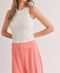 Sadie & Sage - Marshmallow Racerback Crop Tank